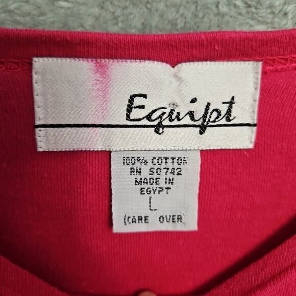 Eguipt Women's Sz Lg Top tshirt cotton red vintage shoulder pads Made in Egypt - Picture 3 of 11